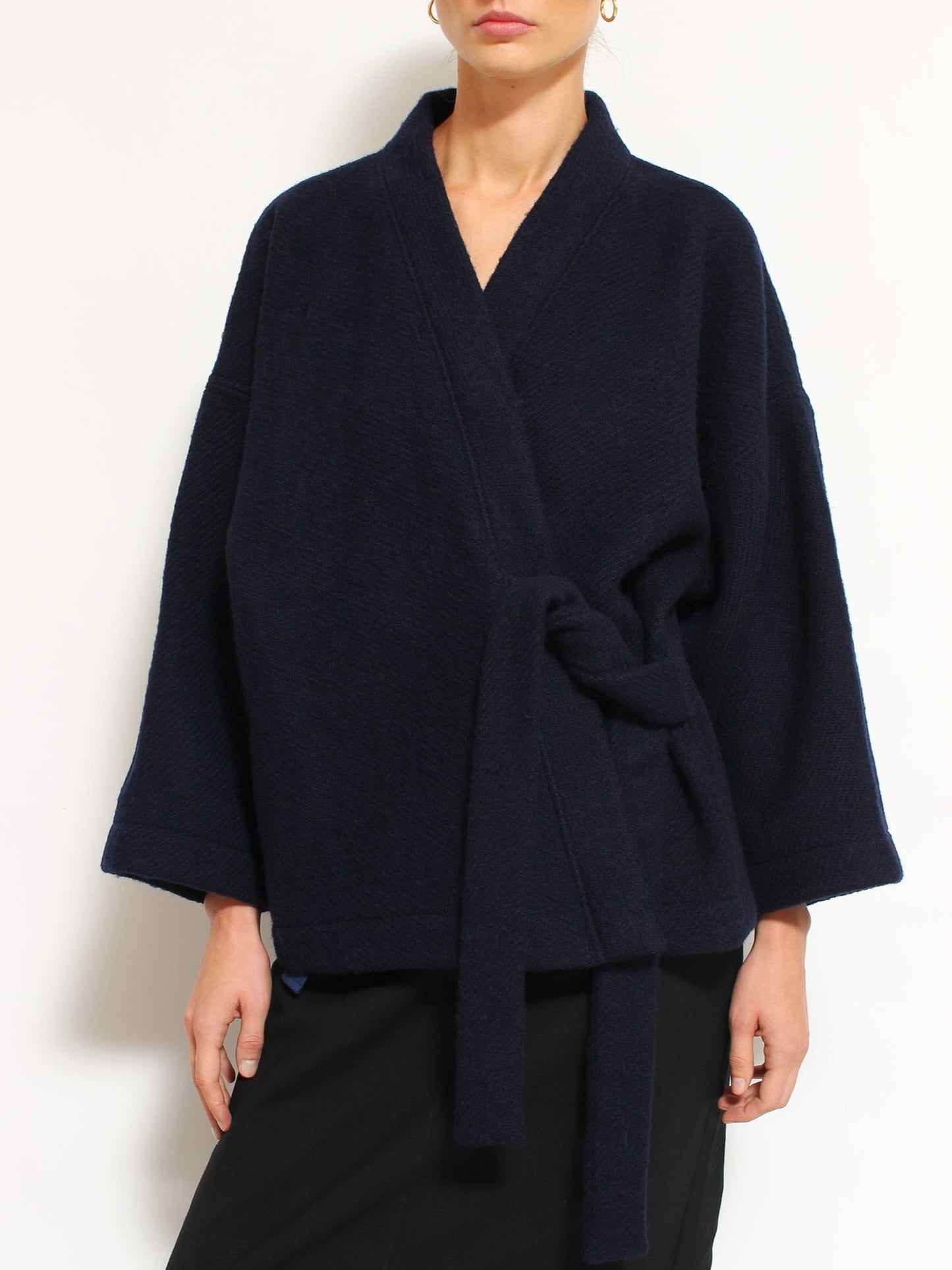 Granatowe kimono Røros Tweed