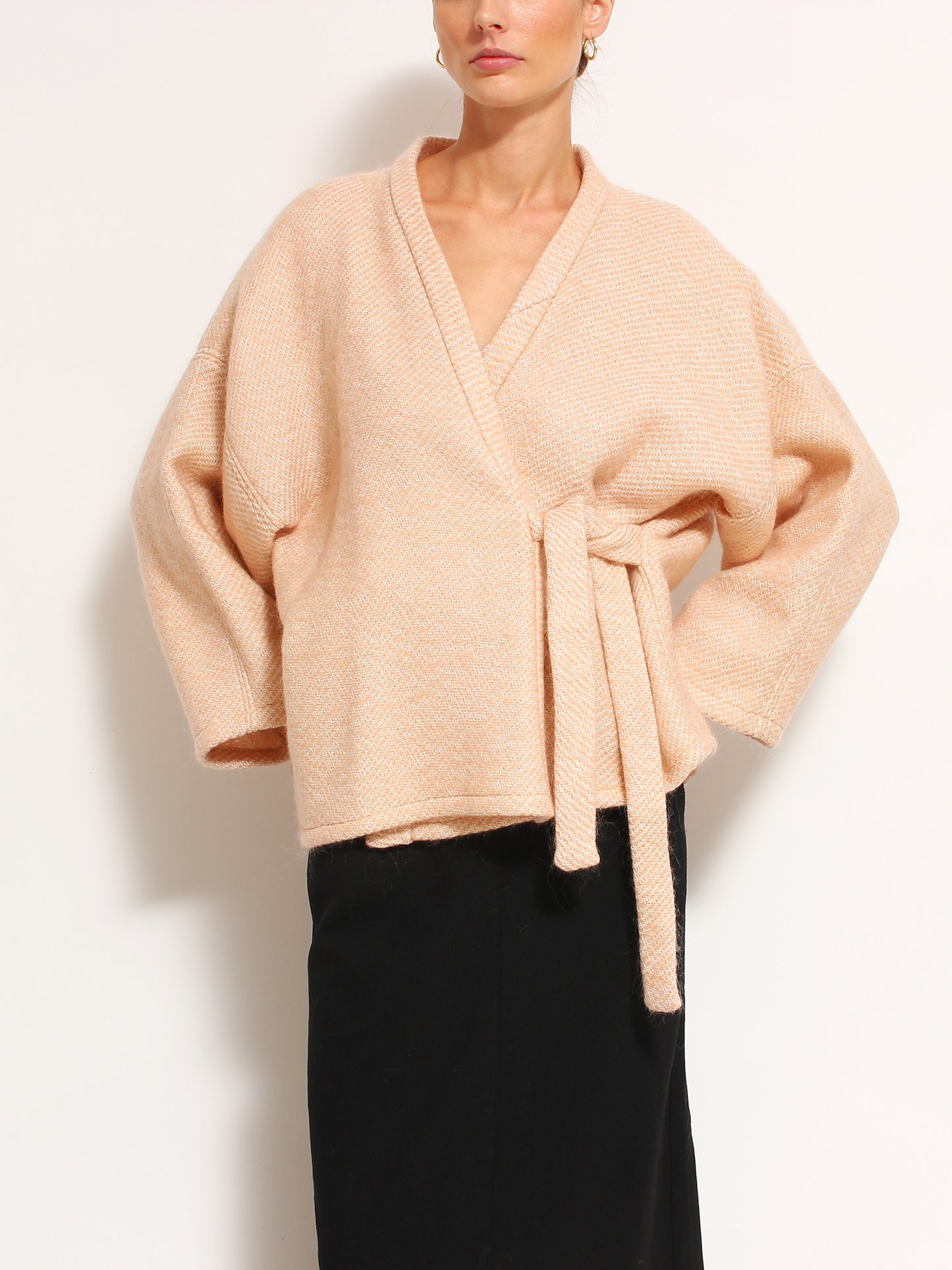 Brzoskwiniowe Kimono wełna-moher