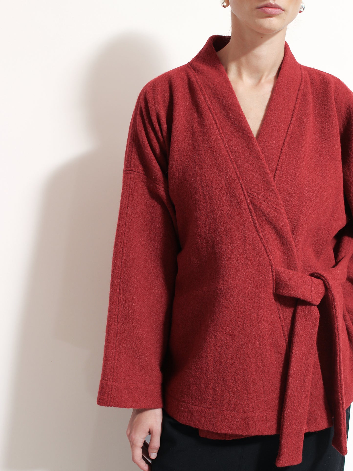 Czerwone Kimono Virgin Wool