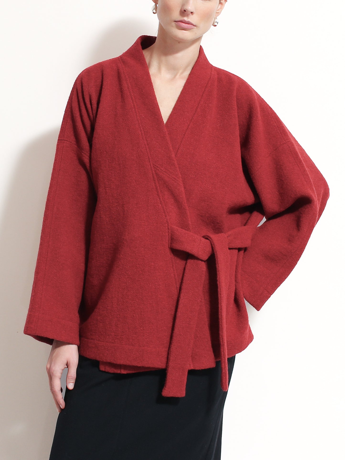 Czerwone Kimono Virgin Wool